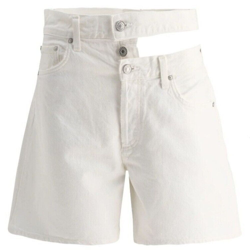 Agolde Broken Waistband Short Solid White Cotton Denim A9105-1183